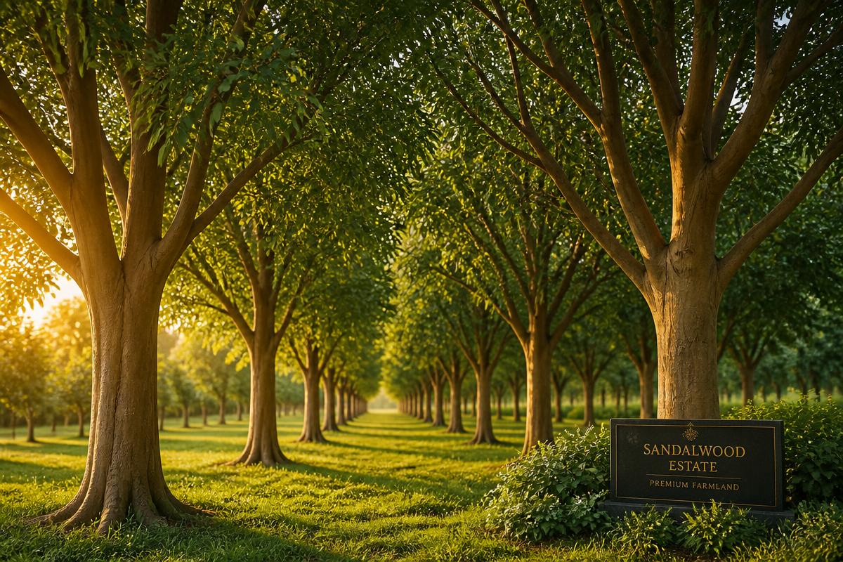 Avenue of mature sandalwood trees